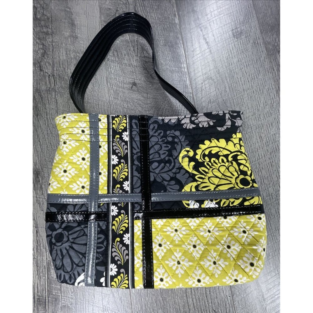 Vera Bradley Womens Purse Baroque Hand Bag Black Yellow Medium Tote Satchel - Picture 2 of 8